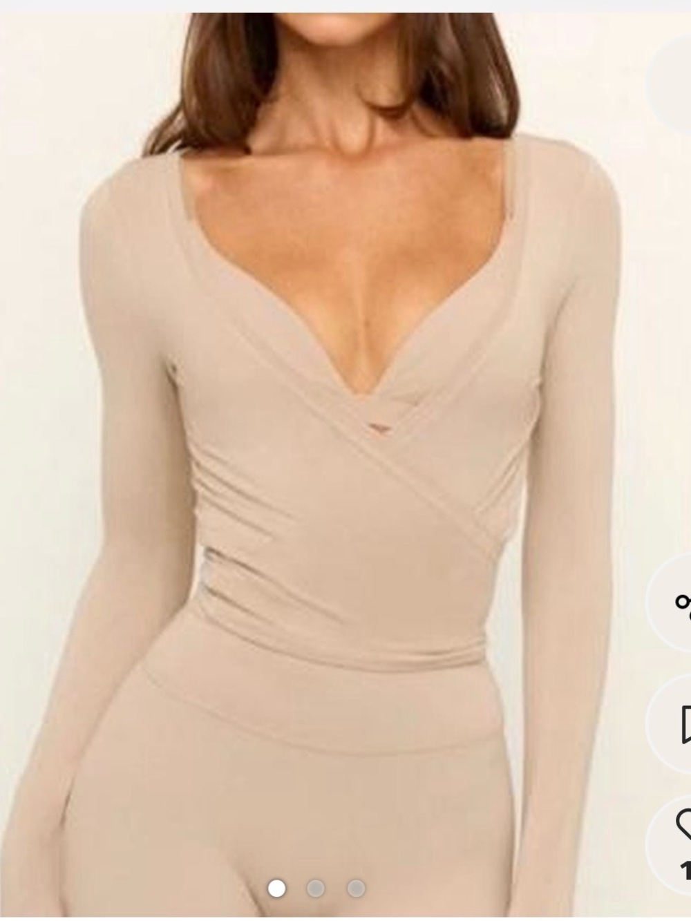 Crop Shop Boutique fawn ballet Wrap-Front Long Sleeve Top layer